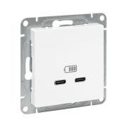 Розетка 2-м СП Эпика USB-C механизм бел. EKF UP1-SOW-2USBC