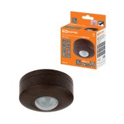 Датчик движения  потолочный ДДП-03В (1200Вт, 10-900с, 6м , 3+Лк, 120(сбоку)+360(сверху)гр IP33), «ЭКО» венге TDM