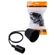 Патрон пластиковый Е27 с подвесом 1 м, черный TDM