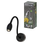 Спот на гибком основании СГС-02, 3 Вт, COB, 270 лм, 4000 К, IP20, «Эрика», с выкл., черный, TDM