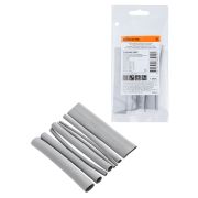 Набор трубок термоусаживаемых, не поддерживающих горение, клеевых, 8 типоразмеров, длиной 10 см ТТкНГ(3:1) «Моноцвет-диапазон, серый TDM»