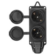 Розетка двухместная с заглушками каучук 2Р+РЕ 16А 250В IP44 TDM