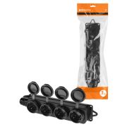 Розетка четырехместная с заглушками каучук 2Р+РЕ 16А 250В IP44 TDM