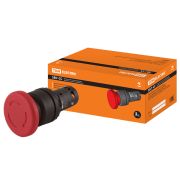 Кнопка грибовидная SB7-CCS545 с фиксацией, возврат поворотом, 1НО+1НЗ, d35 мм, красная, IP40 TDM