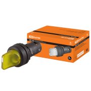 Переключатель на 2 положения SB7-CK2561 с фиксацией, 1НО, стандартная ручка, d22 мм, с подсветкой 24 В LED, желтый, IP40 TDM