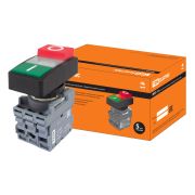 Кнопка двойная MPD13-11С (зеленая/красная-выступающая) (LED) d22мм/220В (I/O) линза прозрачная TDM