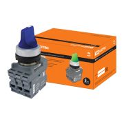 Переключатель на 2 положения с фиксацией M2SS1-21L короткая ручка(LED) d22мм/220B 1з+1р синий TDM