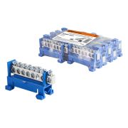 Шина «N» нулевая с изолятором на DIN-рейку 6x9мм стойка мал. 8 групп никелированная TDM