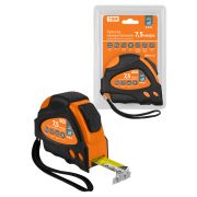 Рулетка 7,5 м х 25 мм, тройная фиксация, автостоп, обрезиненный корпус, магнит, «Алмаз» TDM