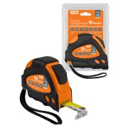 Рулетка 10 м х 25 мм, тройная фиксация, автостоп, обрезиненный корпус, магнит, «Алмаз» TDM