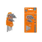 Набор ключей «TORX» с отверстием 9 шт: Т10-Т50 (держатель в блистере), CR-V сталь «Алмаз» TDM