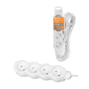 Удлинитель бытовой  «Люкс» УЛ4 4 гнезда, 3м, б/з, с з/ш, ПВС 2х0,75 мм2  10А/250В бело-серый TDM
