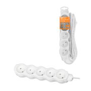 Удлинитель бытовой  «Люкс» УЛ5 5 гнезд, 3м, б/з, с з/ш, ПВС 2х0,75 мм2  10А/250В бело-серый TDM