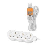Удлинитель бытовой «Люкс» УЛ03 3 гнезда, 1,5м, с/з, с з/ш, ПВС 3х1мм2 16А/250В бело-серый TDM