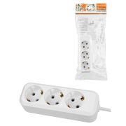 Удлинитель 3 гнезда, 3 метра, с/з, 10 А, 2300 Вт, белый, НАРОДНЫЙ У1-32049 (Ун1 320-0001)