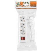 Удлинитель 3 гнезда, 3 метра, с/з, выкл., 10 А, 2300 Вт, белый, НАРОДНЫЙ У1-32055 (Ун1 321-0001)