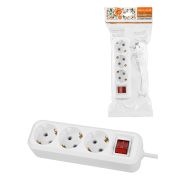 Удлинитель 3 гнезда, 5 метров, с/з, выкл., 10 А, 2300 Вт, белый, НАРОДНЫЙ У1-32055 (Ун1 321-0001)