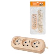 Удлинитель бытовой У03 3 гнезда, 5метров,2П+3, ПВС 3х1мм2 «Эко» (сосна) 16А/250В TDM