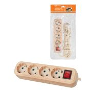 Удлинитель бытовой  У04В выключатель, 4 гнезда, 3метра,2П+3, ПВС 3х1мм2 «Эко» (сосна) 16А/250В TDM