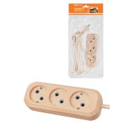 Удлинитель бытовой У3 3 гнезда, 3метра,2П б/з, ПВС 2х0,75мм2 «Эко» (сосна) 10А/250В TDM