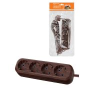 Удлинитель бытовой У04 4 гнезда, 3метра,2П+3, ПВС 3х1мм2 «Эко» (бук) 16А/250В TDM