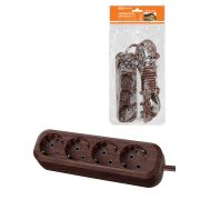 Удлинитель бытовой У04 4 гнезда, 5метров,2П+3, ПВС 3х1мм2 «Эко» (бук) 16А/250В TDM