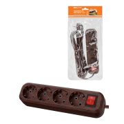 Удлинитель бытовой  У04В выключатель, 4 гнезда, 5метров,2П+3, ПВС 3х1мм2 «Эко» (бук) 16А/250В TDM