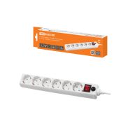 Сетевой фильтр СФ-06В выключатель, 6 гнезд, 5 метров, с/з, ПВС 3х0,75мм2 10А/250В белый TDM