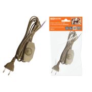 Шнур с плоской вилкой и светорегулятором ШУ05С3 (200Вт, RL) ШВВП 2х0,75мм2 2м. бронза TDM