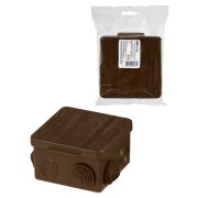 Распаячная коробка ОП 80х80х50мм, крышка, «ЭКО» (венге), IP54, 7вх. инд. штрихкод TDM