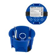 Установочная коробка СП D68х45мм, саморезы, пл. лапки, синяя, IP20, инд. штрихкод, TDM