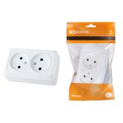 Розетка двойная 2П открытой установки IP20 10А, белая «Ладога» TDM