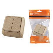 Выключатель 2-кл. открытой установки IP20 10А, сосна «Ладога» TDM