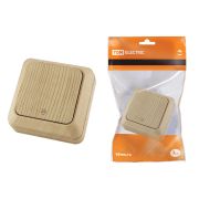 Переключатель на 2 направления 1-кл. открытой установки IP20 10А, сосна «Ладога» TDM