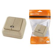 Выключатель 2-кл. открытой установки с подсветкой IP20 10А, сосна «Ладога» TDM