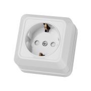 Розетка 2П+З открытой установки с з/ш IP20 16А, белая «Ладога» TDM