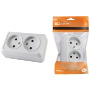 Розетка двойная 2П открытой установки с з/ш IP20 10А, белая «Ладога» TDM