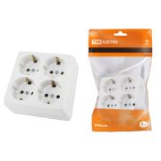 Розетка четырехместная 2П+3 открытой установки IP20 16A белая «Ладога» TDM