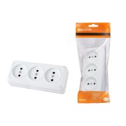 Розетка 3-х местная горизонтальная 2П открытой установки IP20 10A белая «Ладога» TDM