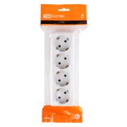 Розетка 4-х местная горизонтальная 2П+3 открытой установки IP20 16A белая «Ладога» TDM