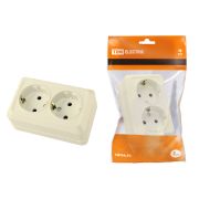 Розетка двойная 2П+3 открытой установки IP20 16А 250В (керамика) сл. кость «Ладога» TDM