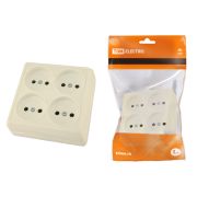 Розетка четырехместная 2П открытой установки IP20 10А сл. кость «Ладога» TDM