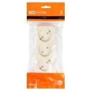 Розетка 3-х местная горизонтальная 2П открытой установки IP20 10A с з/ш сл. кость «Ладога» TDM