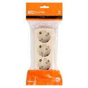 Розетка 3-х местная горизонтальная 2П+3 открытой установки IP20 16A с з/ш сл. кость «Ладога» TDM