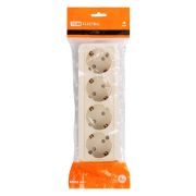 Розетка 4-х местная горизонтальная 2П+3 открытой установки IP20 16A с з/ш сл. кость «Ладога» TDM