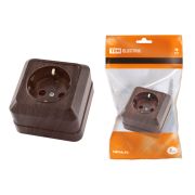 Розетка 2П+3 открытой установки IP20 16А 250В (керамика) бук «Ладога» TDM