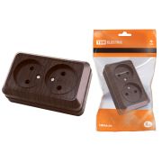 Розетка двойная 2П открытой установки IP20 10А 250В (керамика) бук «Ладога» TDM