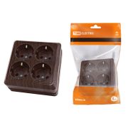 Розетка четырехместная 2П+3 открытой установки IP20 16A бук «Ладога» TDM