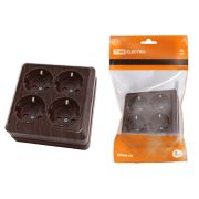 Розетка четырехместная 2П+3 открытой установки IP20 16A с защитными шторками бук «Ладога» TDM