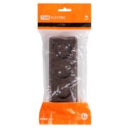 Розетка 3-х местная горизонтальная 2П открытой установки IP20 10A с з/ш бук «Ладога» TDM